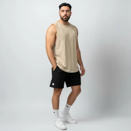 sleeveless tshirt beige